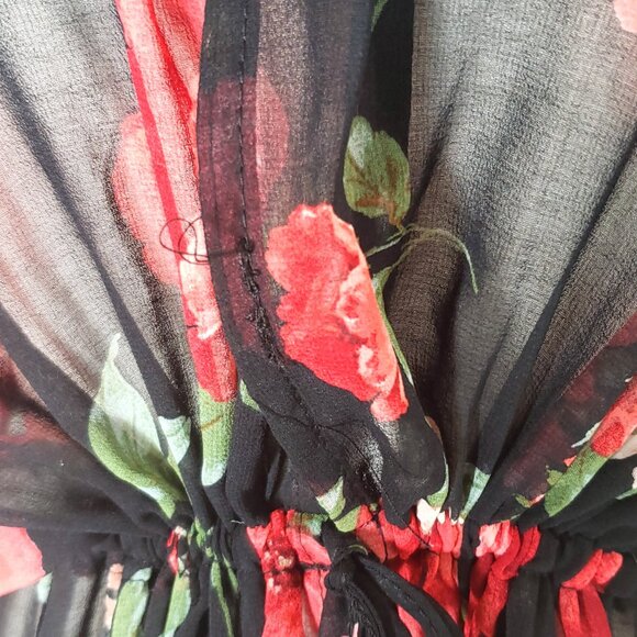 Dark floral Sheer kimono topper with tie waist Women’s 3X - Picture 4 of 8